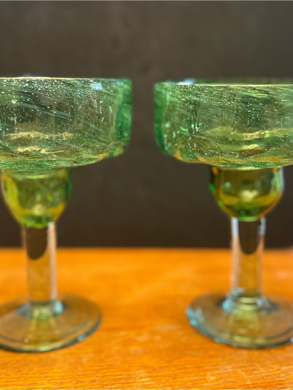 Green Bubble Glass Margarita glasses- Set of 2